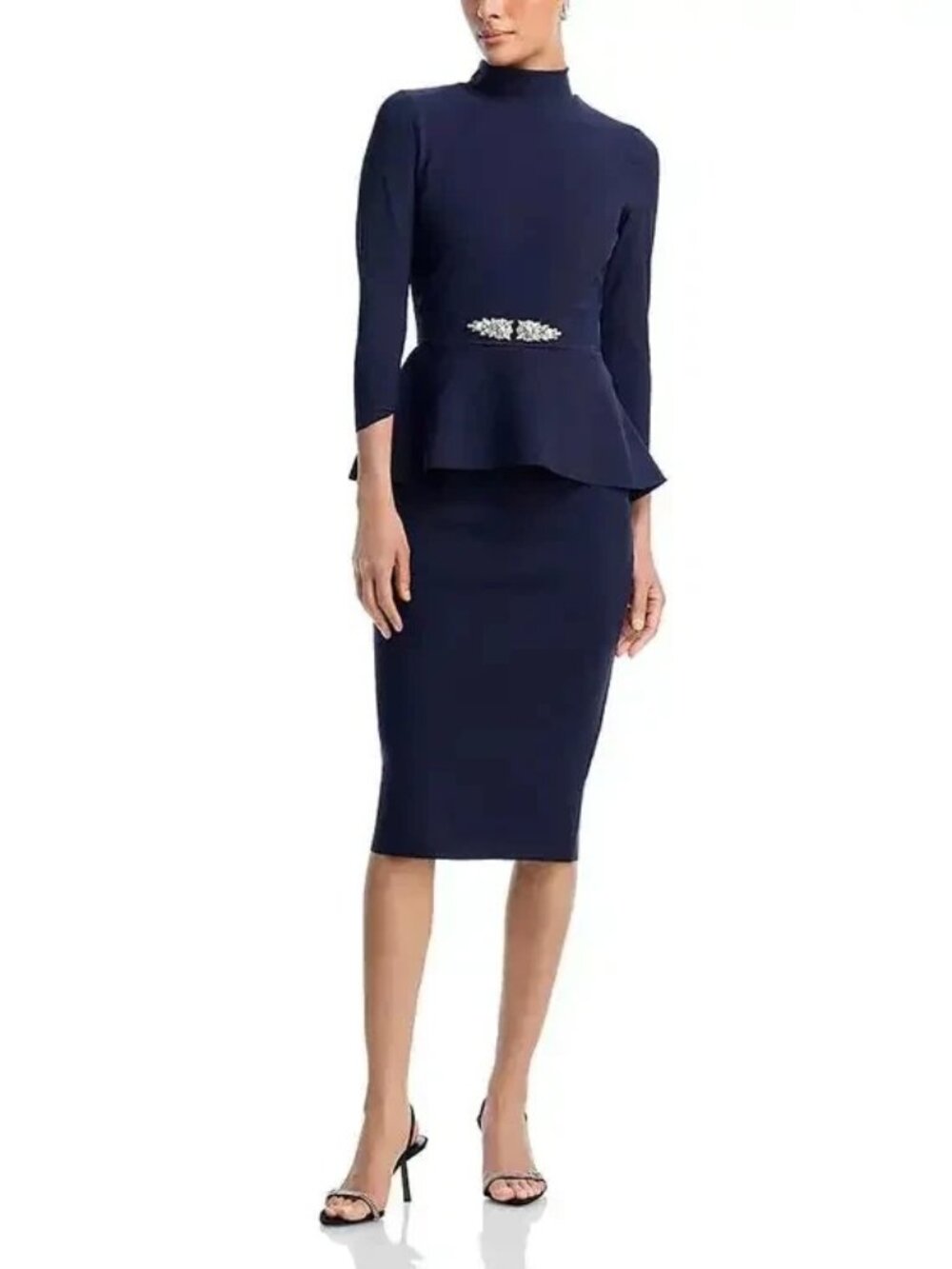 Chiara Boni La Petite Robe Midnight Blue Haby Peplum Mock Neck Dress